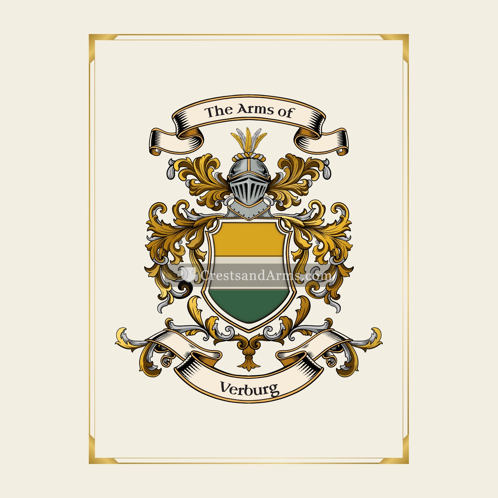 With gold border