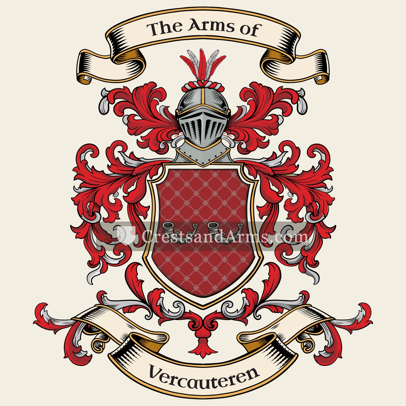 The Vercauteren coat of arms, drawn from the recorded blazon