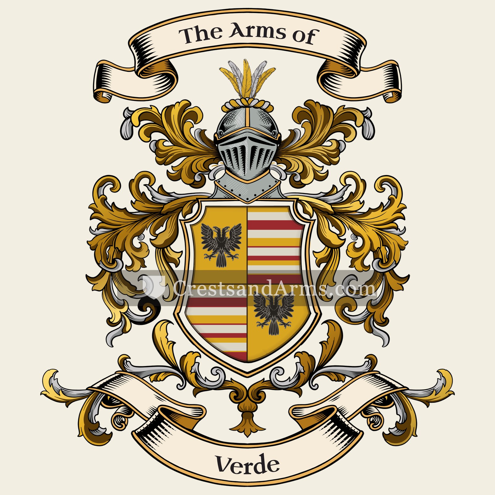 The Verde coat of arms, drawn from the recorded blazon