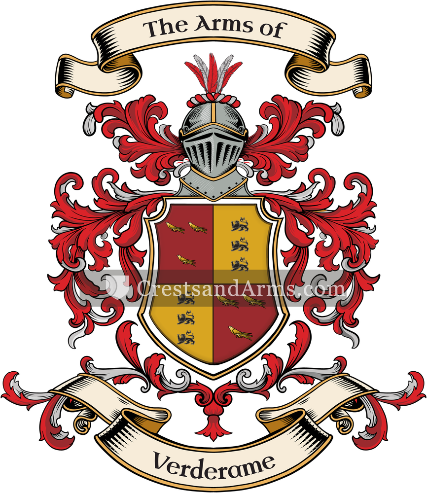 The Verderame coat of arms, drawn from the recorded blazon