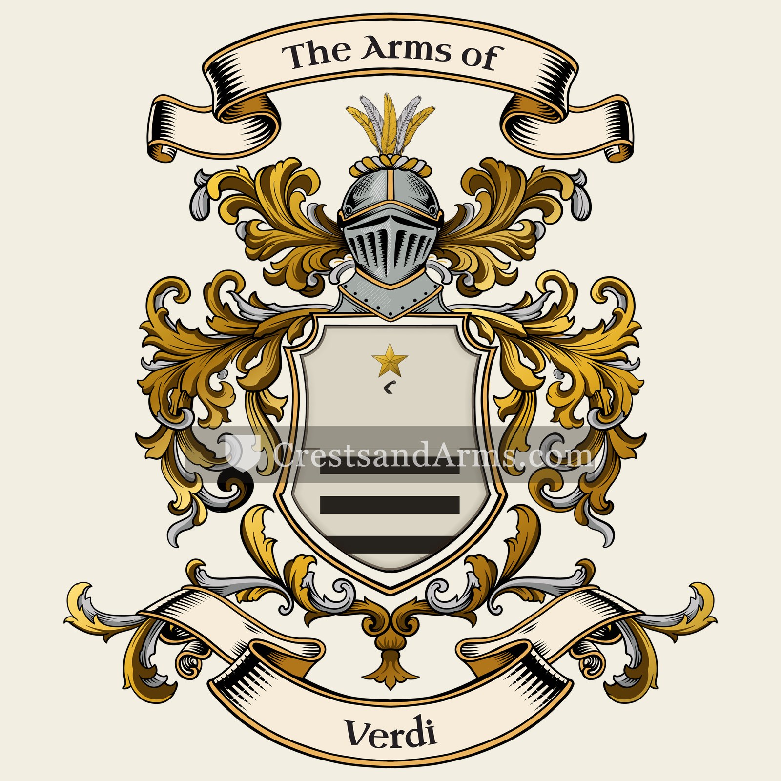 The Verdi coat of arms, drawn from the recorded blazon