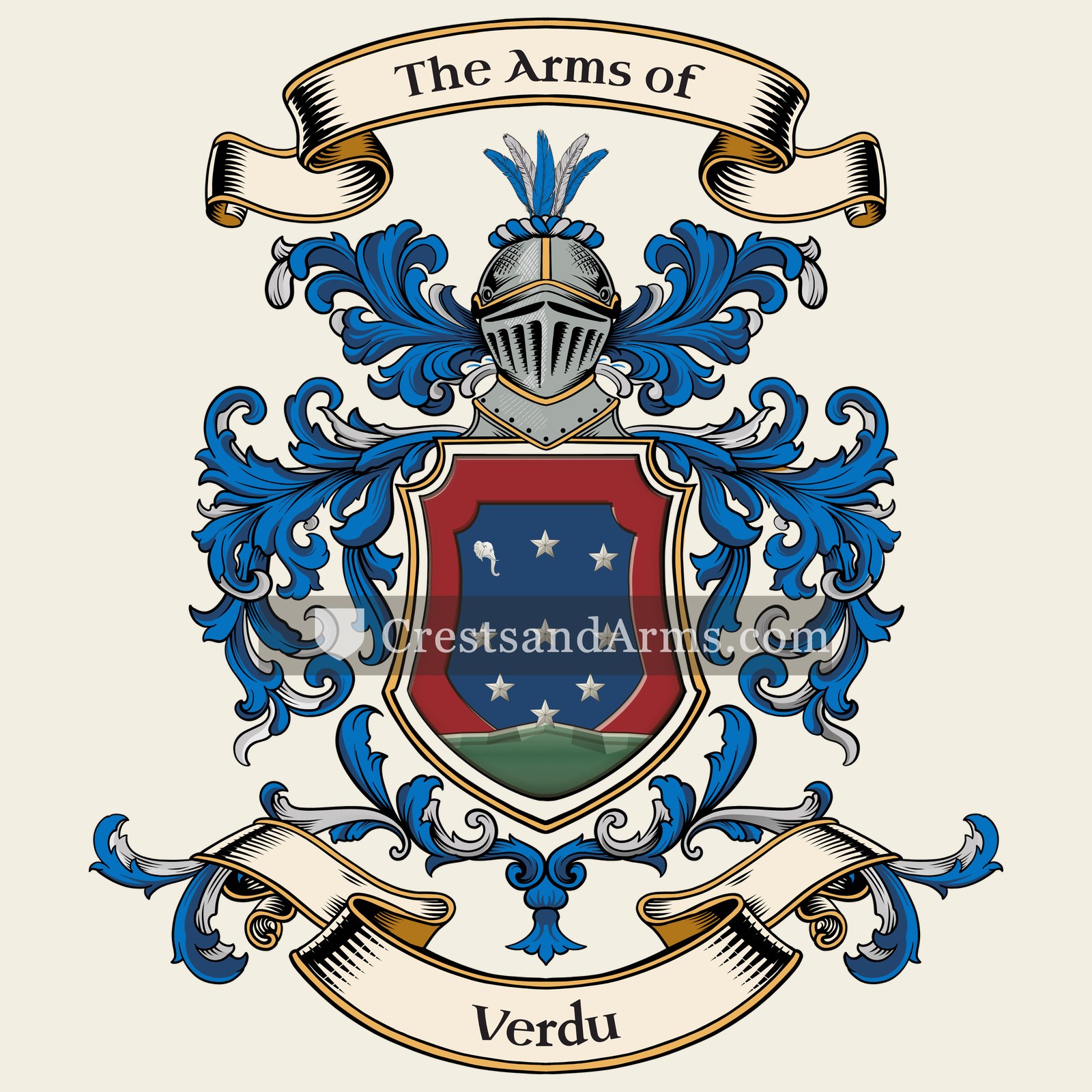 The Verdu coat of arms, drawn from the recorded blazon