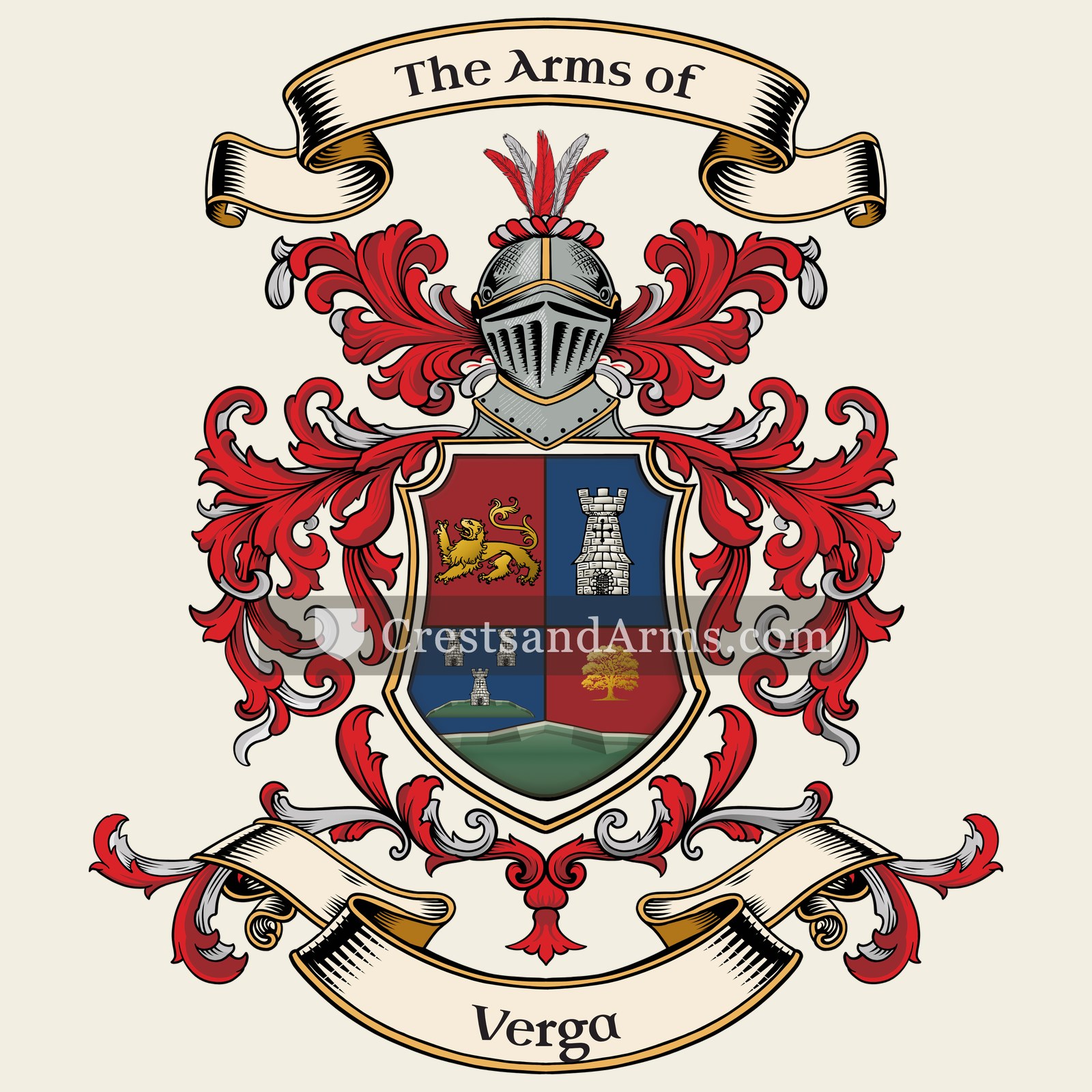 The Verga coat of arms, drawn from the recorded blazon