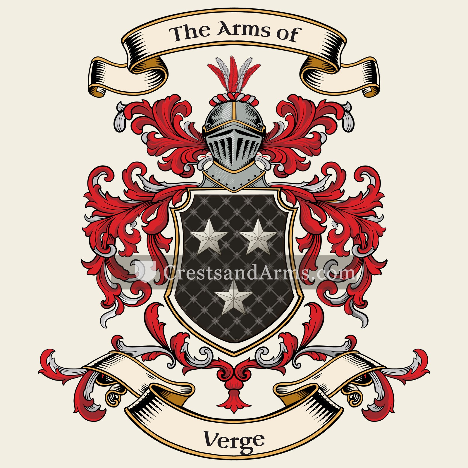 The Verge coat of arms, drawn from the recorded blazon