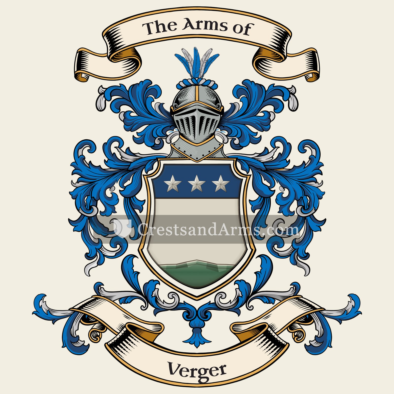 The Verger coat of arms, drawn from the recorded blazon