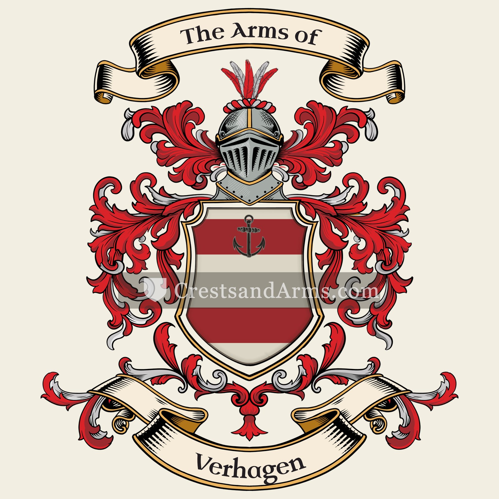 The Verhagen coat of arms, drawn from the recorded blazon