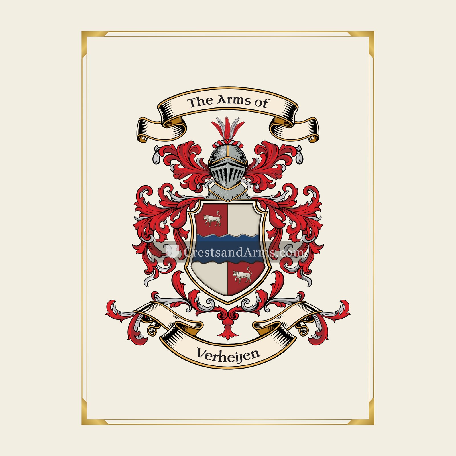 With gold border