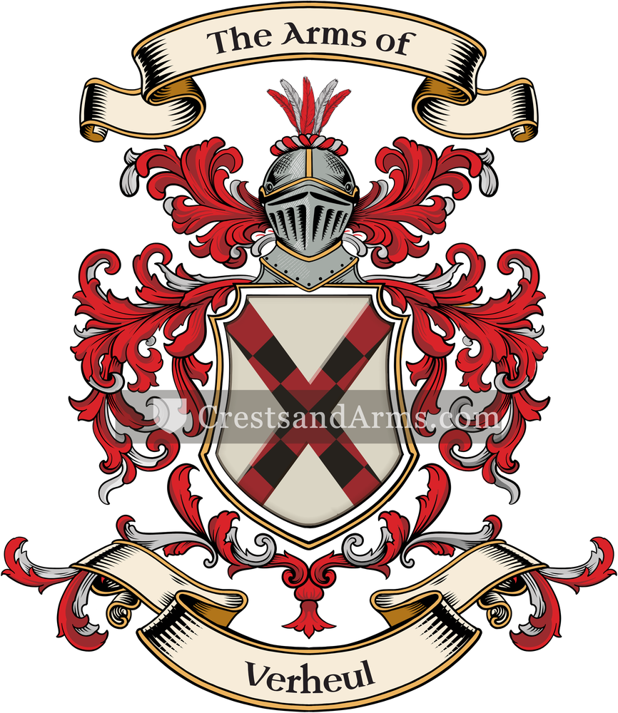 The Verheul coat of arms, drawn from the recorded blazon
