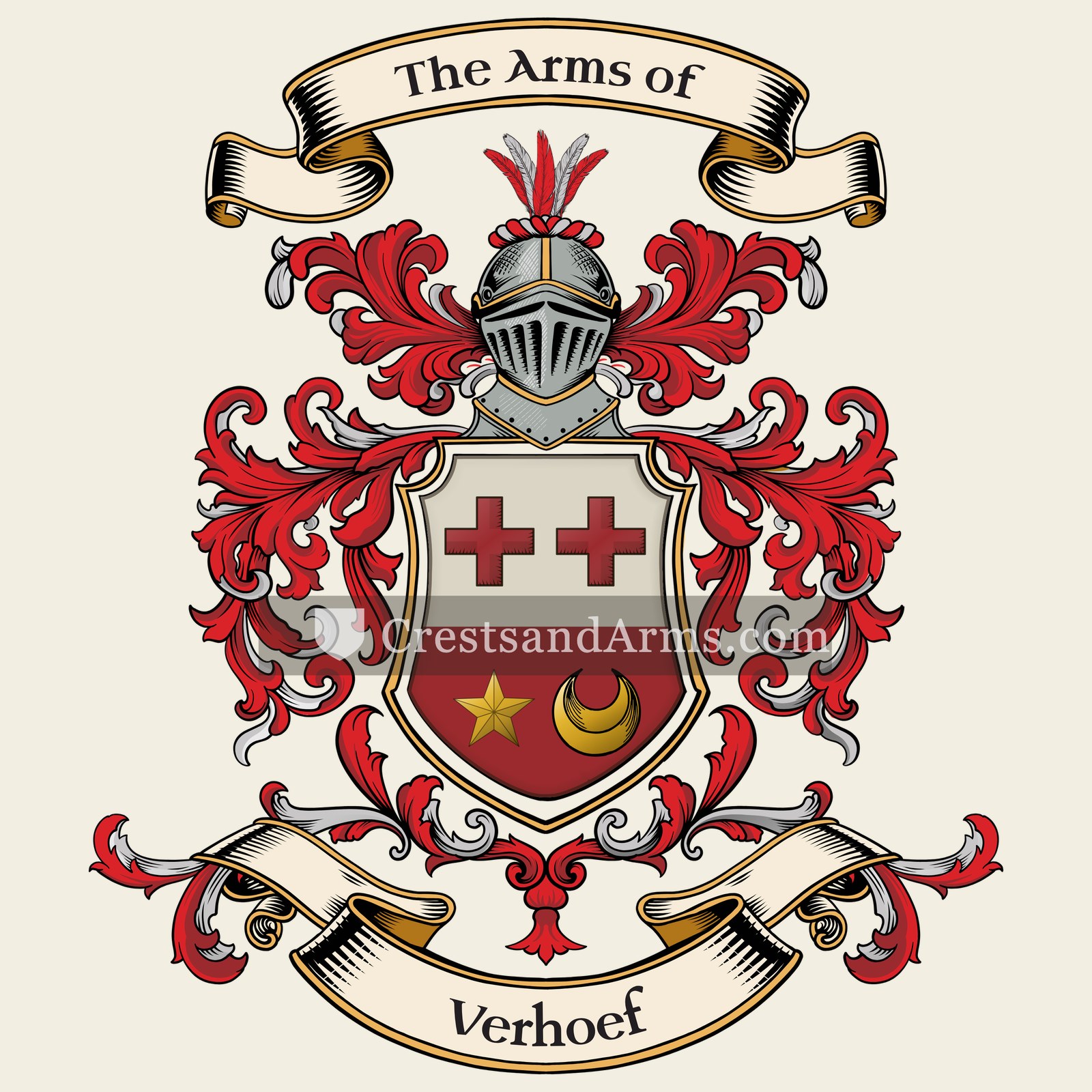 The Verhoef coat of arms, drawn from the recorded blazon