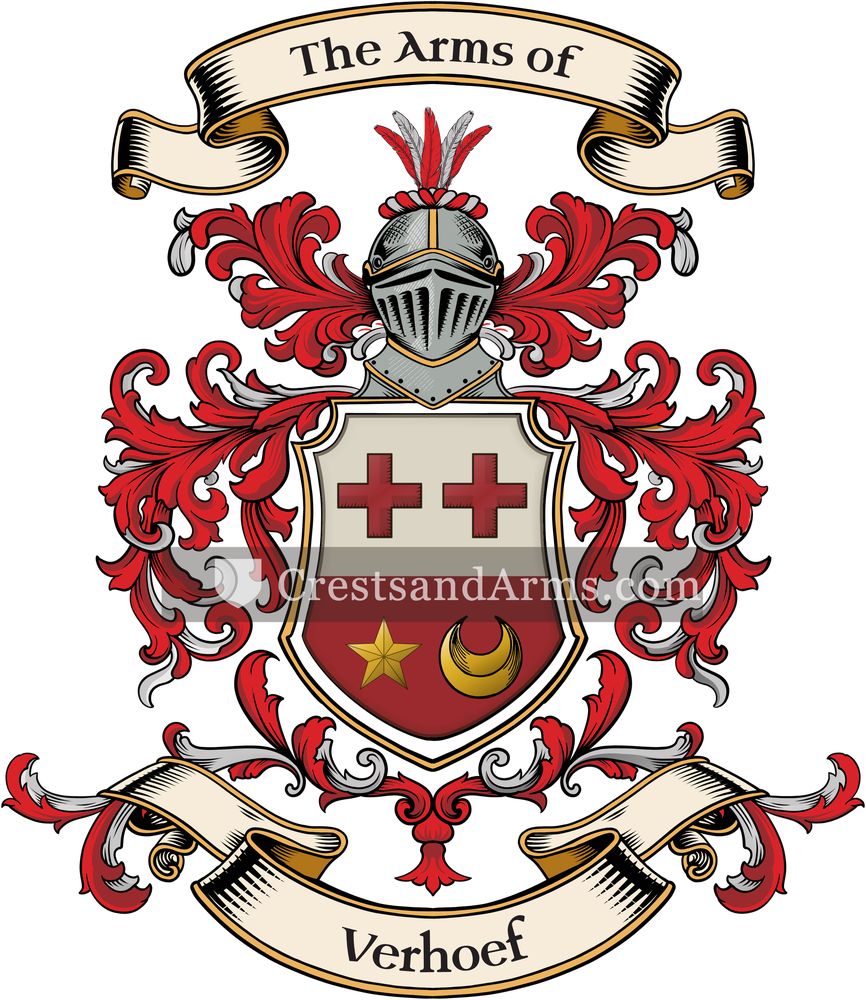 The Verhoef coat of arms, drawn from the recorded blazon