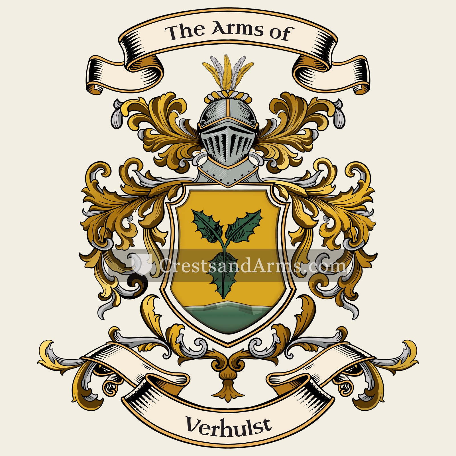 The Verhulst coat of arms, drawn from the recorded blazon