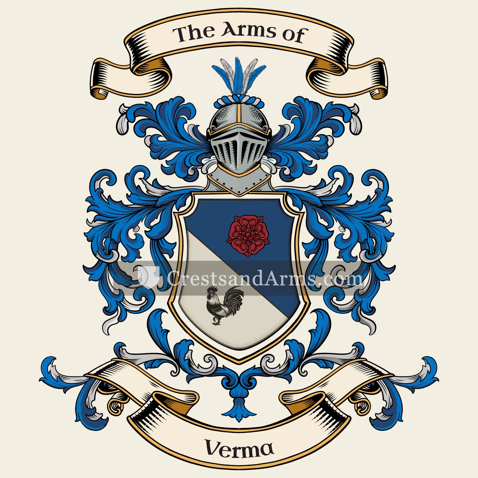 The Verma coat of arms, drawn from the recorded blazon