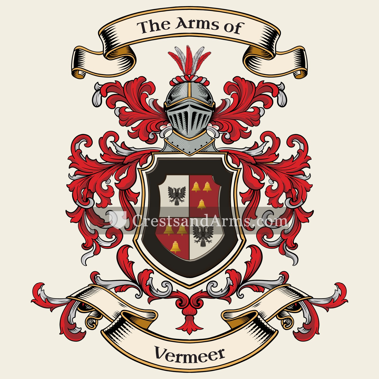 The Vermeer coat of arms, drawn from the recorded blazon