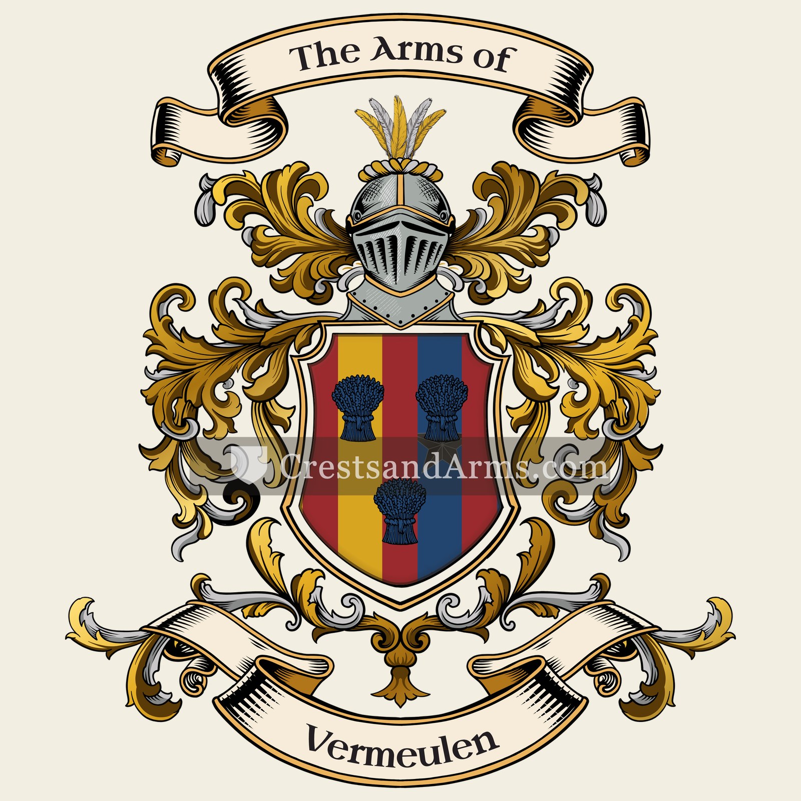The Vermeulen coat of arms, drawn from the recorded blazon