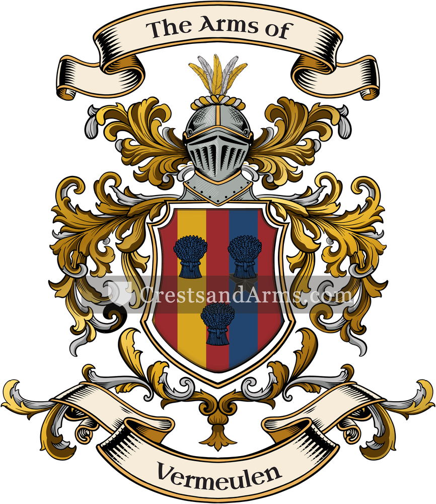 The Vermeulen coat of arms, drawn from the recorded blazon