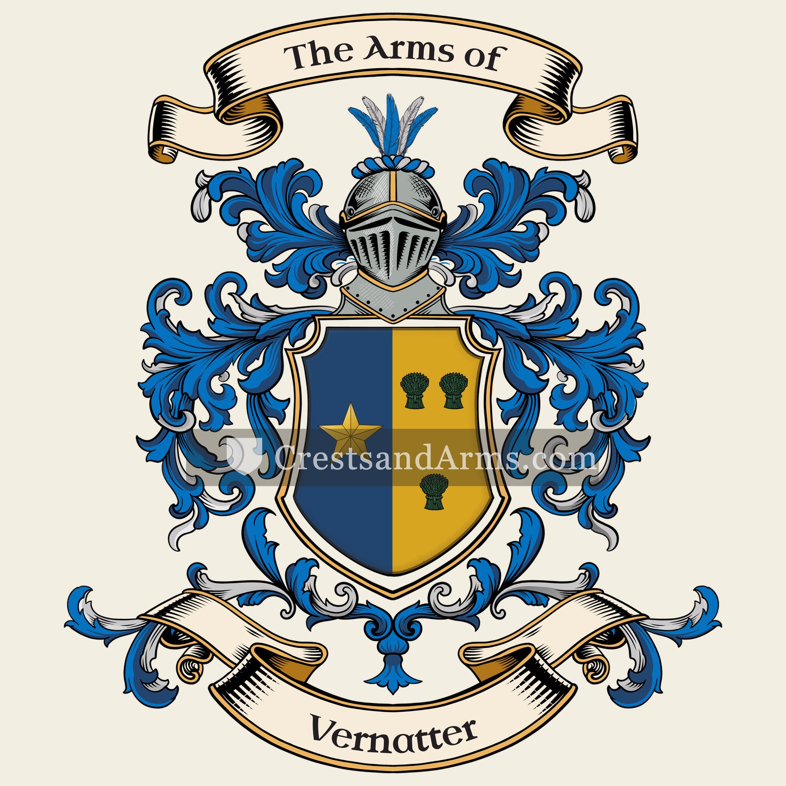 The Vernatter coat of arms, drawn from the recorded blazon
