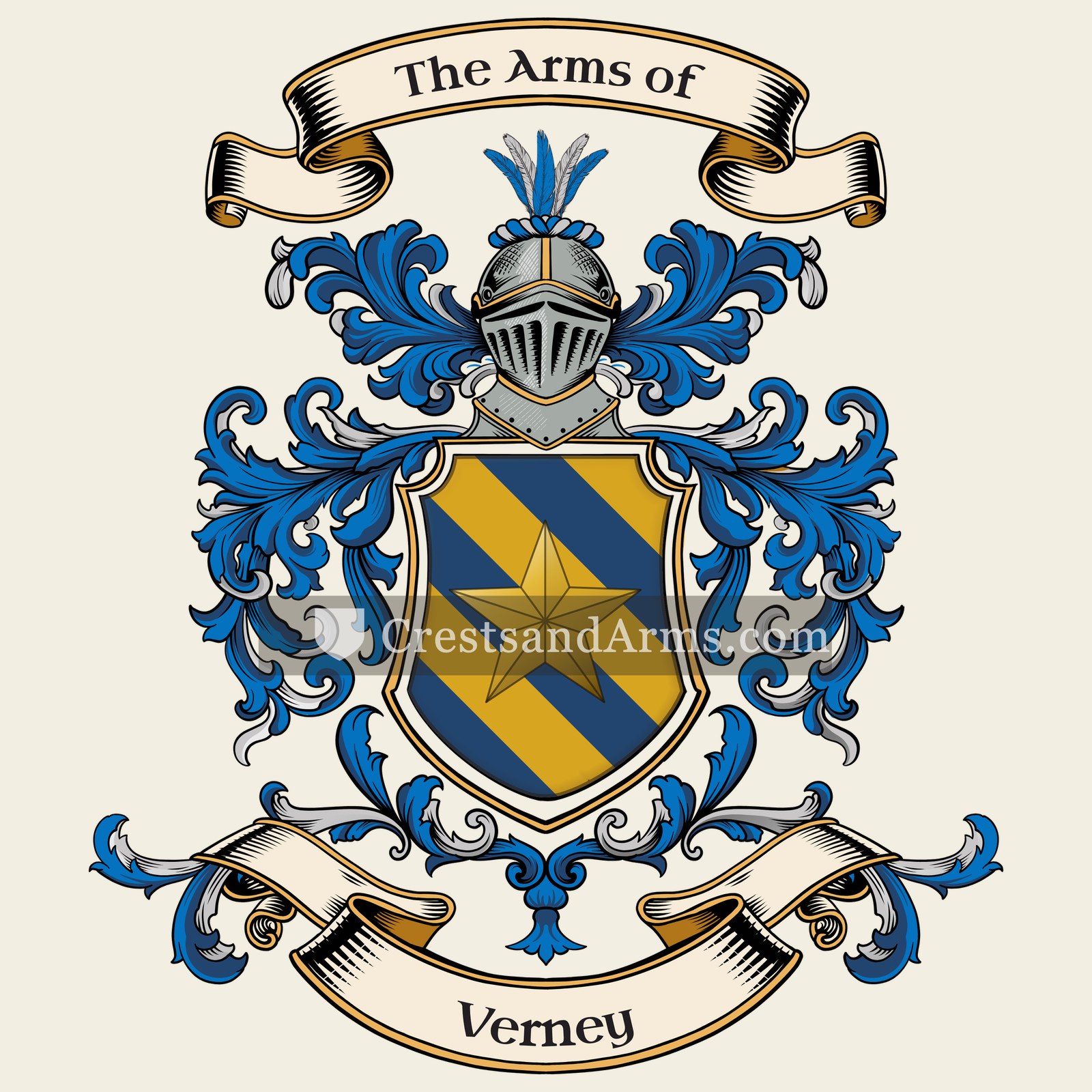 The Verney coat of arms, drawn from the recorded blazon