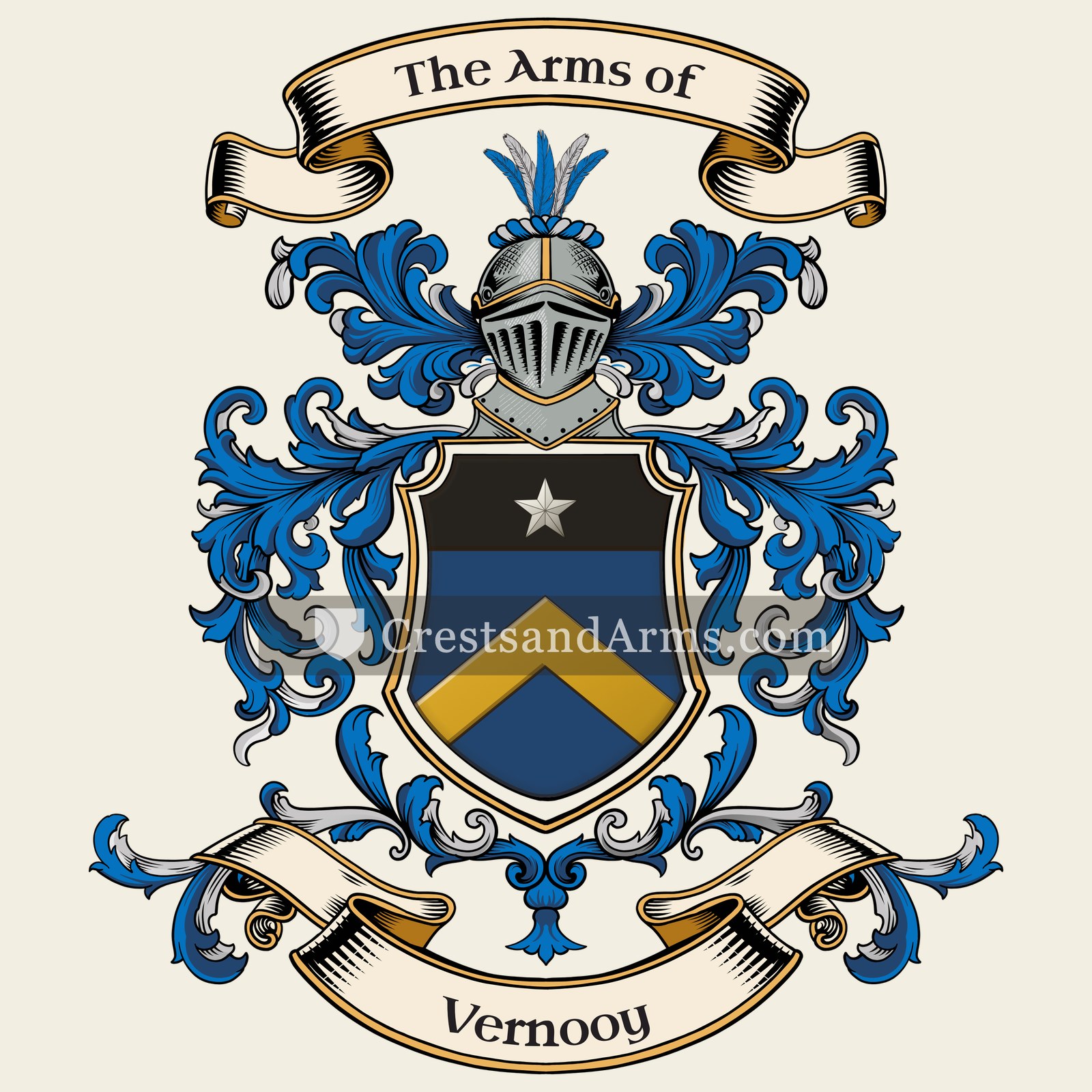 The Vernooy coat of arms, drawn from the recorded blazon