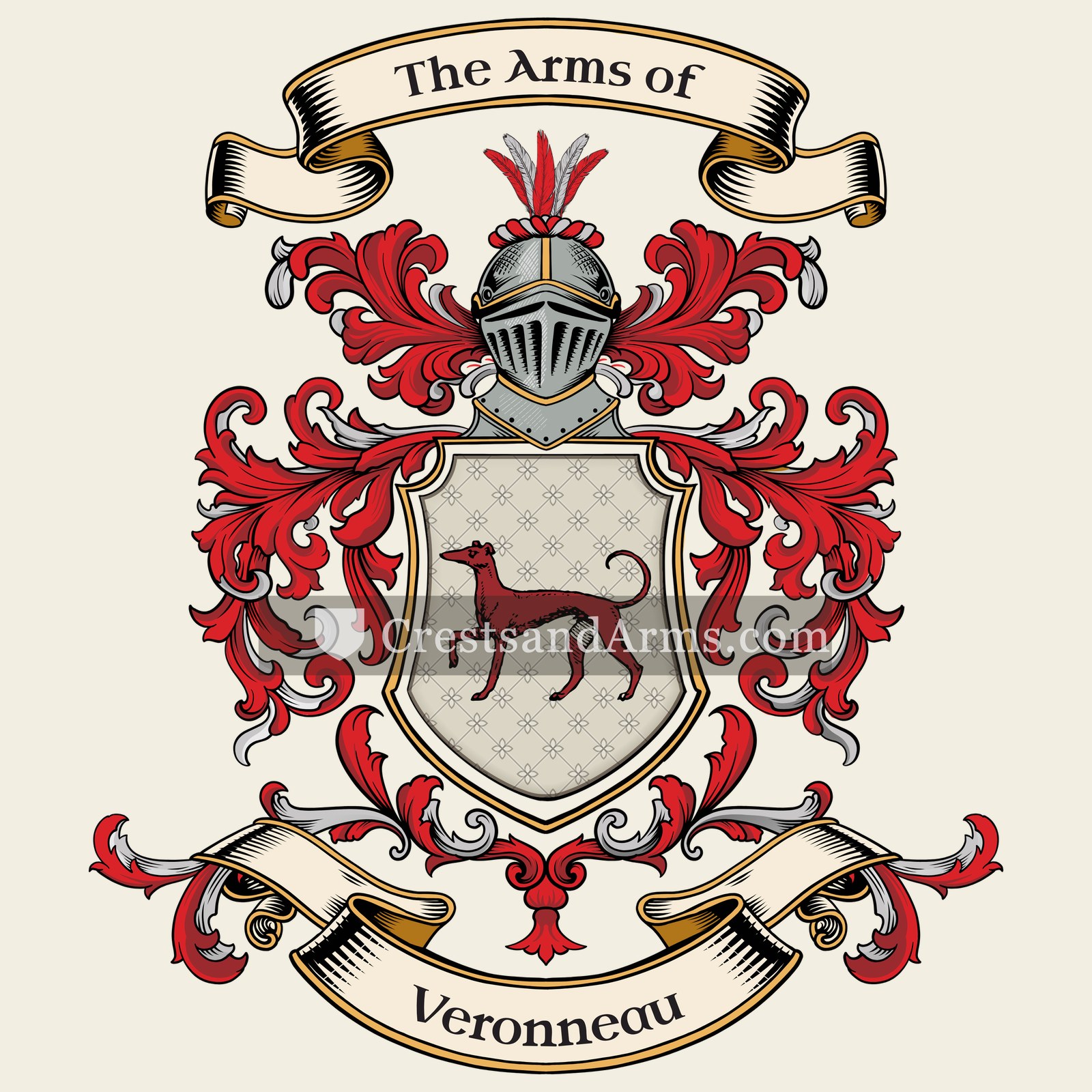 The Veronneau coat of arms, drawn from the recorded blazon