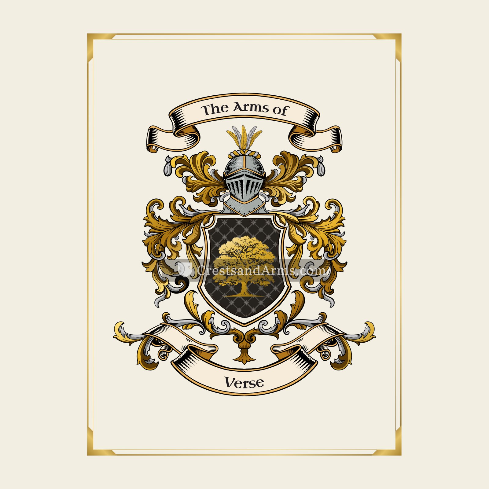With gold border