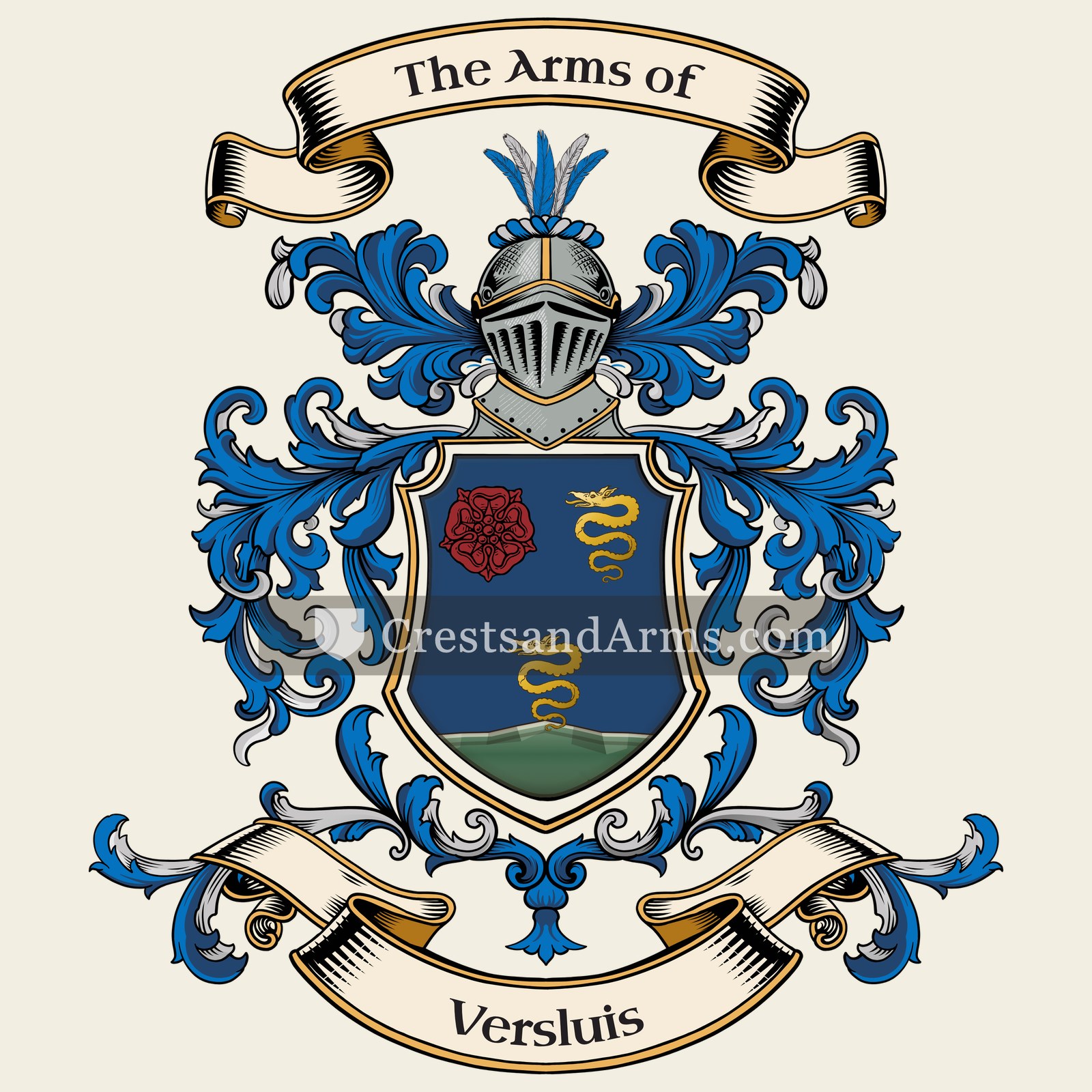 The Versluis coat of arms, drawn from the recorded blazon