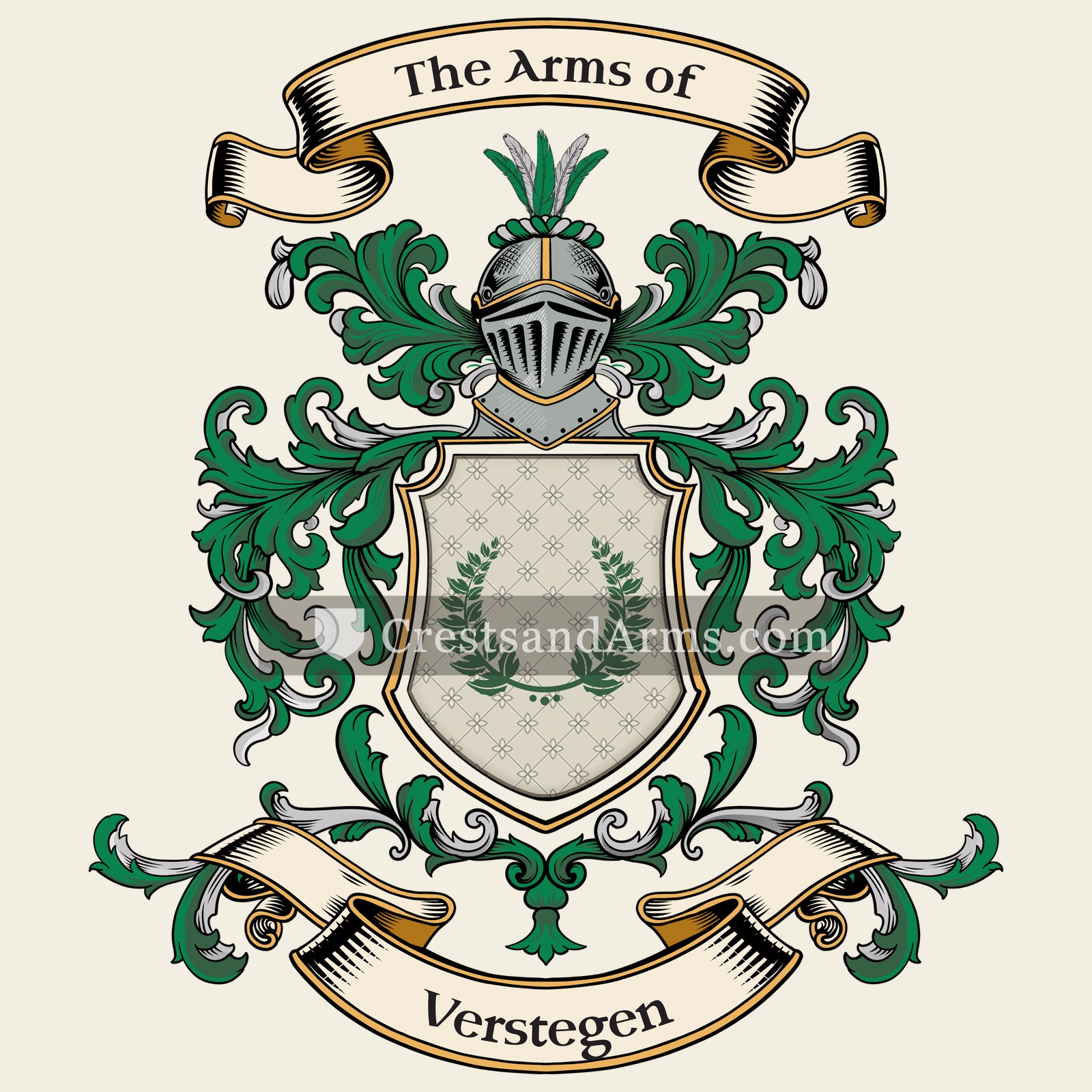 The Verstegen coat of arms, drawn from the recorded blazon