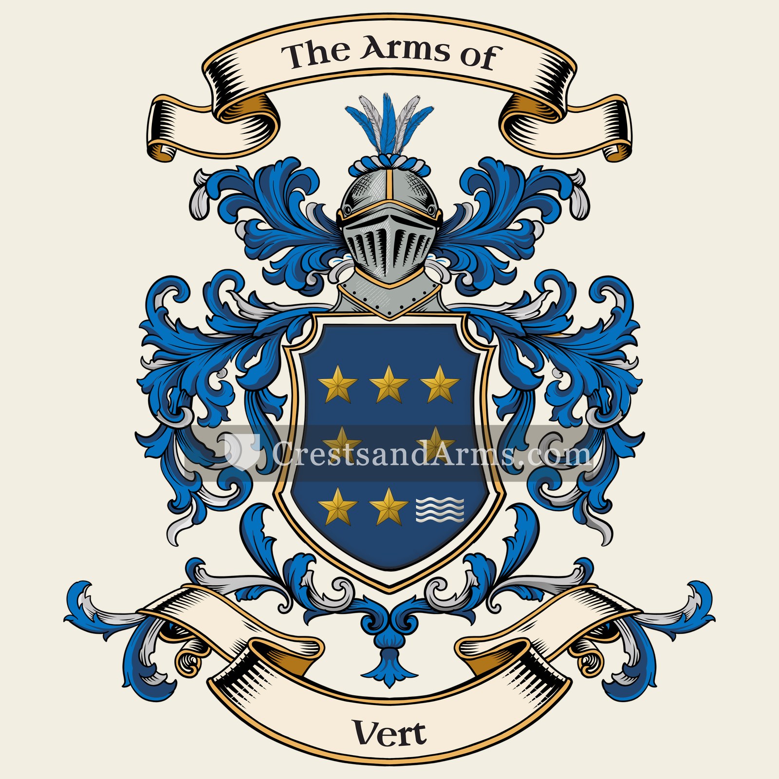 The Vert coat of arms, drawn from the recorded blazon