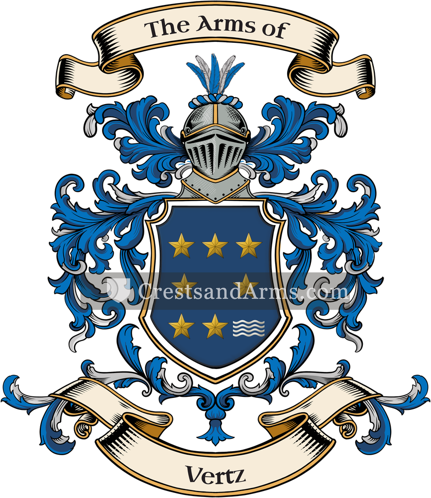 The Vertz coat of arms, drawn from the recorded blazon