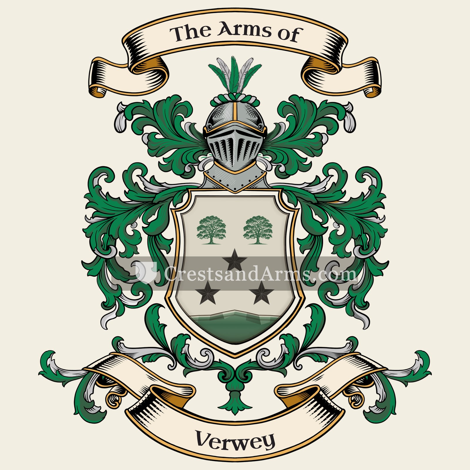 The Verwey coat of arms, drawn from the recorded blazon