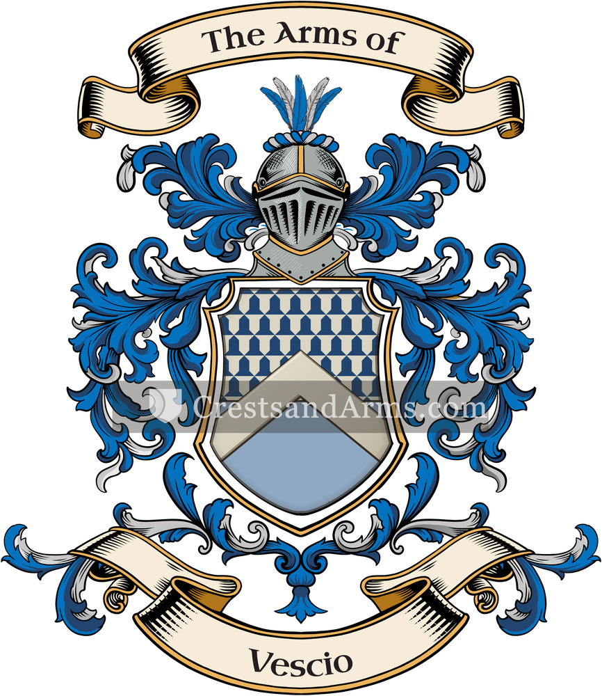The Vescio coat of arms, drawn from the recorded blazon