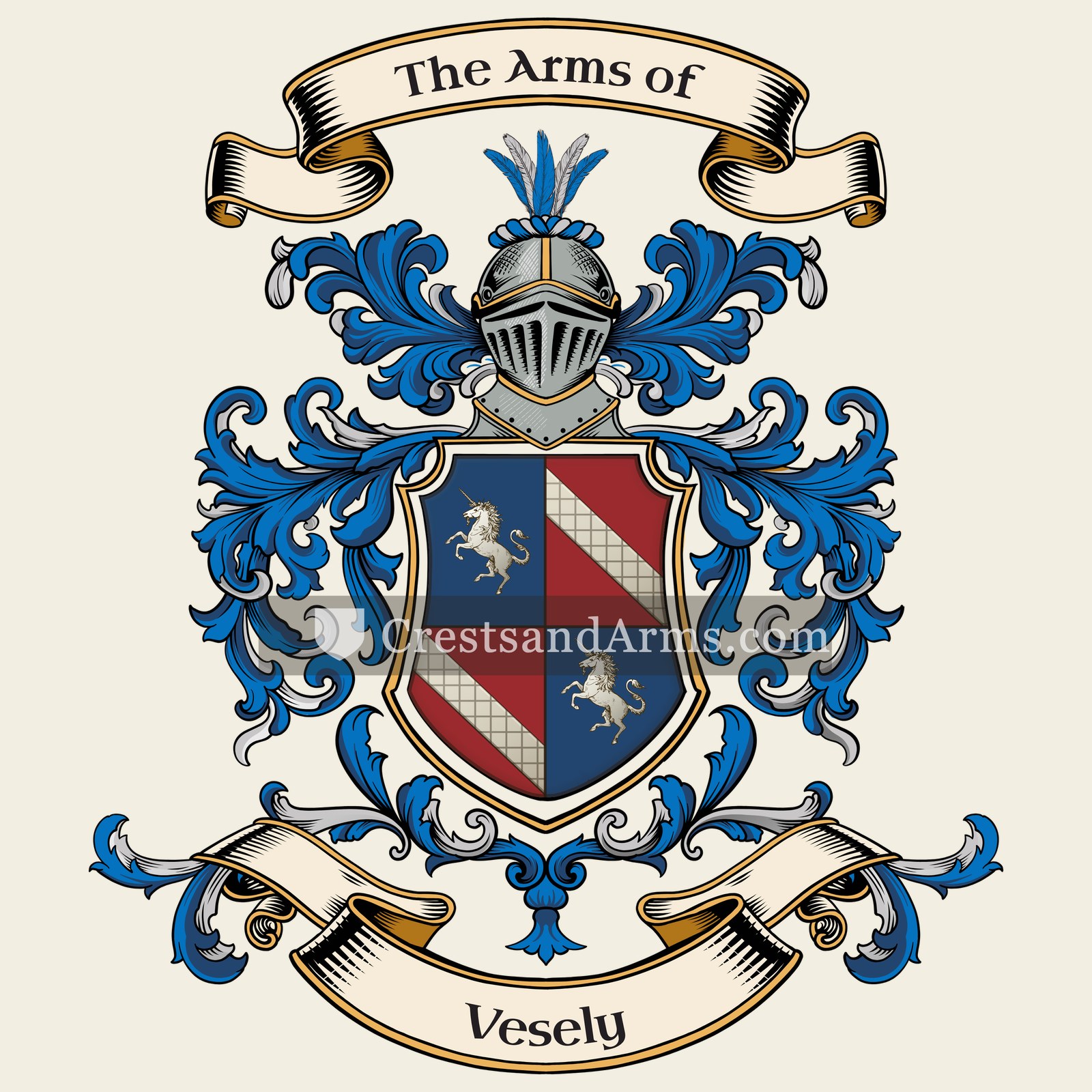 The Vesely coat of arms, drawn from the recorded blazon