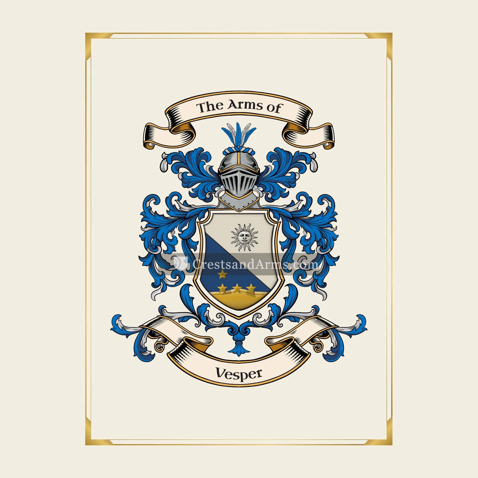 With gold border