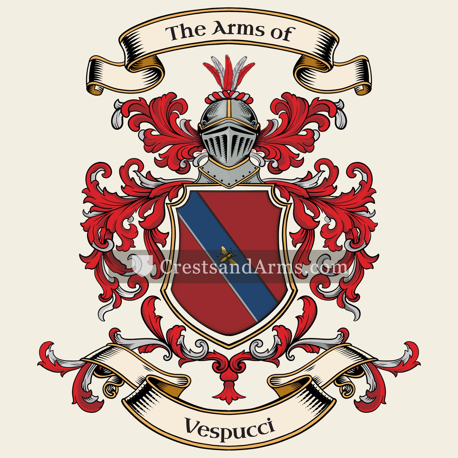The Vespucci coat of arms, drawn from the recorded blazon