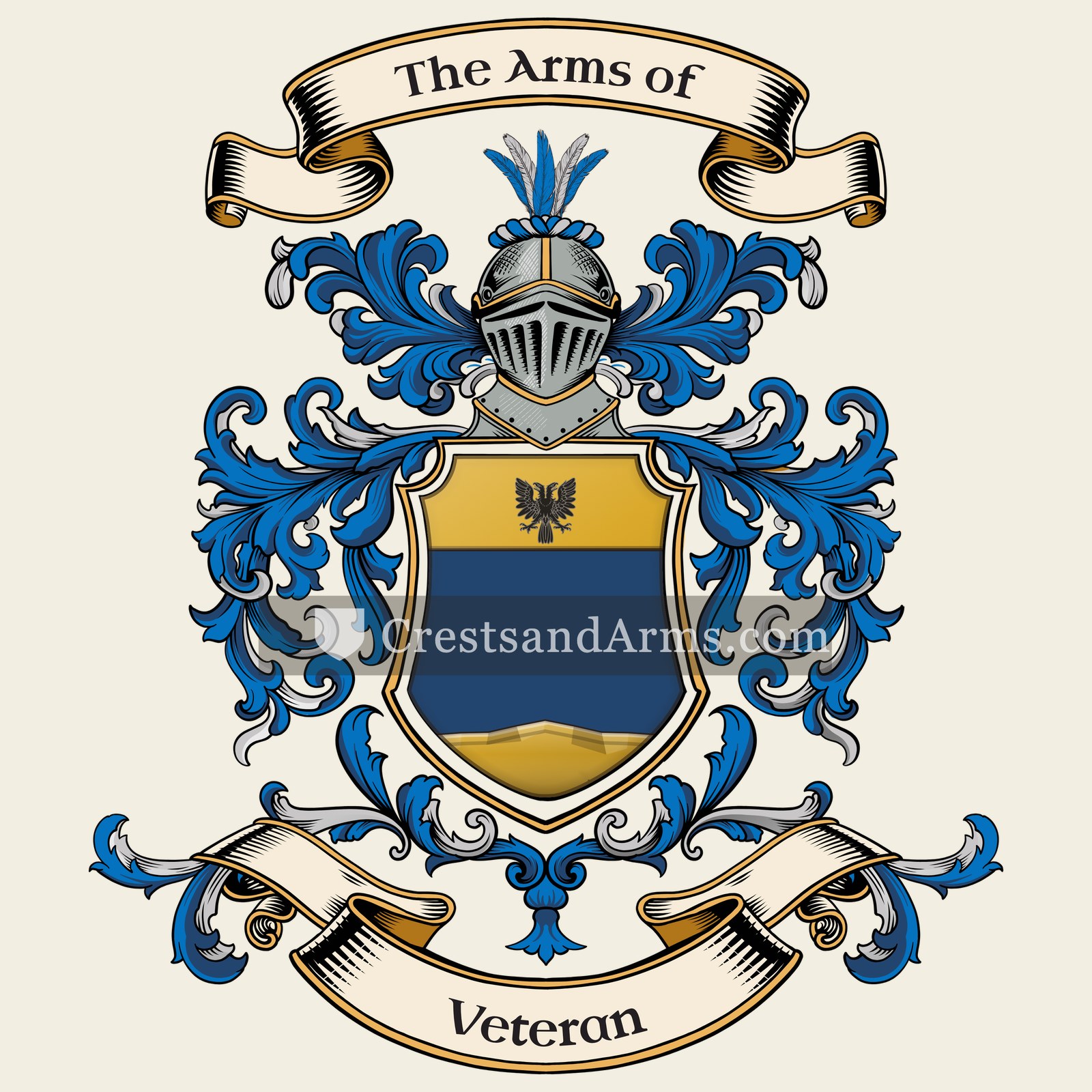 The Veteran coat of arms, drawn from the recorded blazon