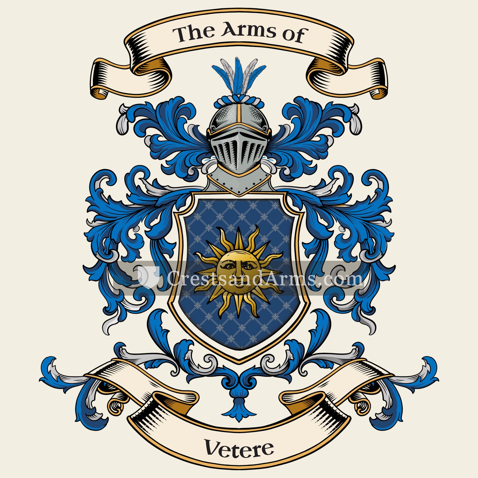 The Vetere coat of arms, drawn from the recorded blazon