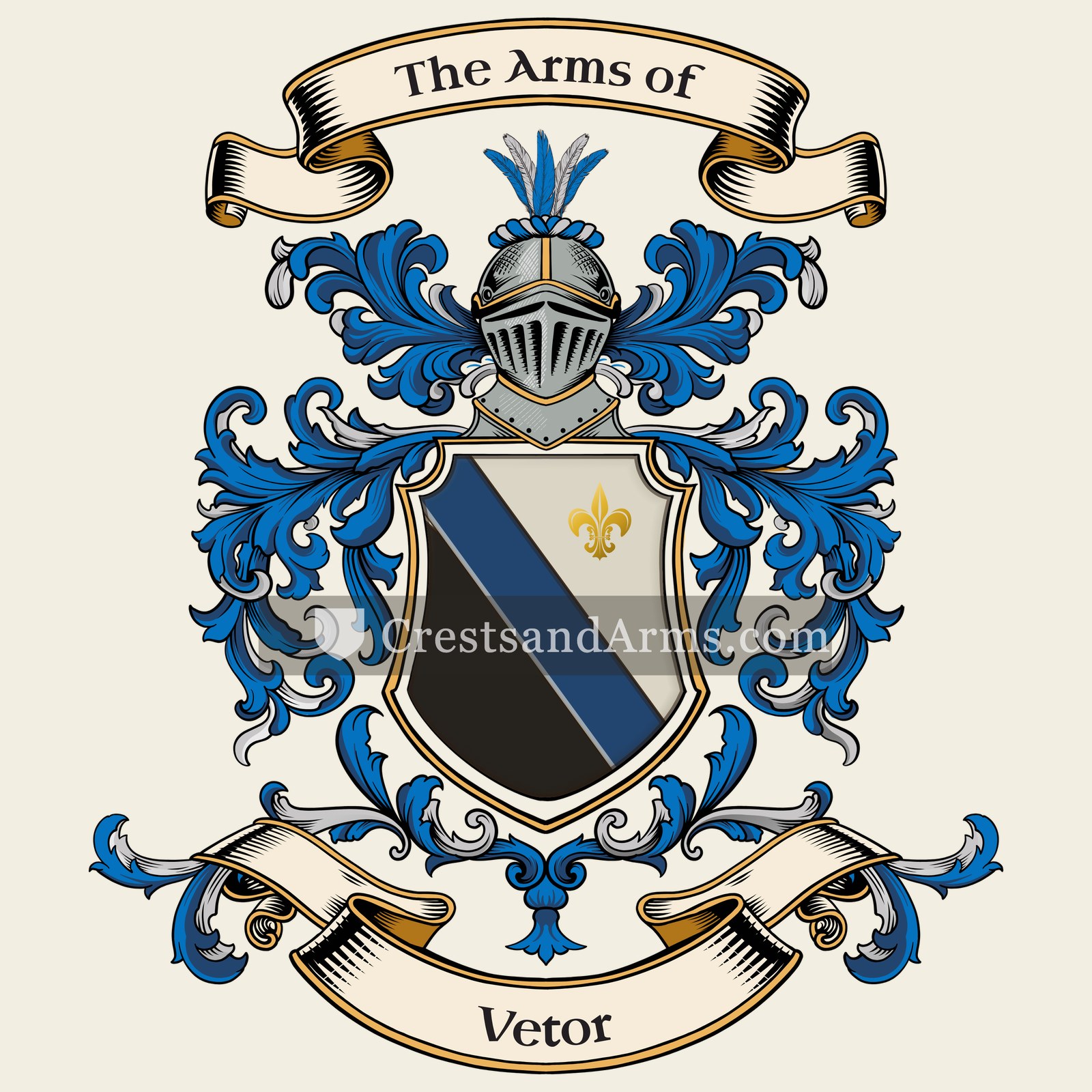 The Vetor coat of arms, drawn from the recorded blazon