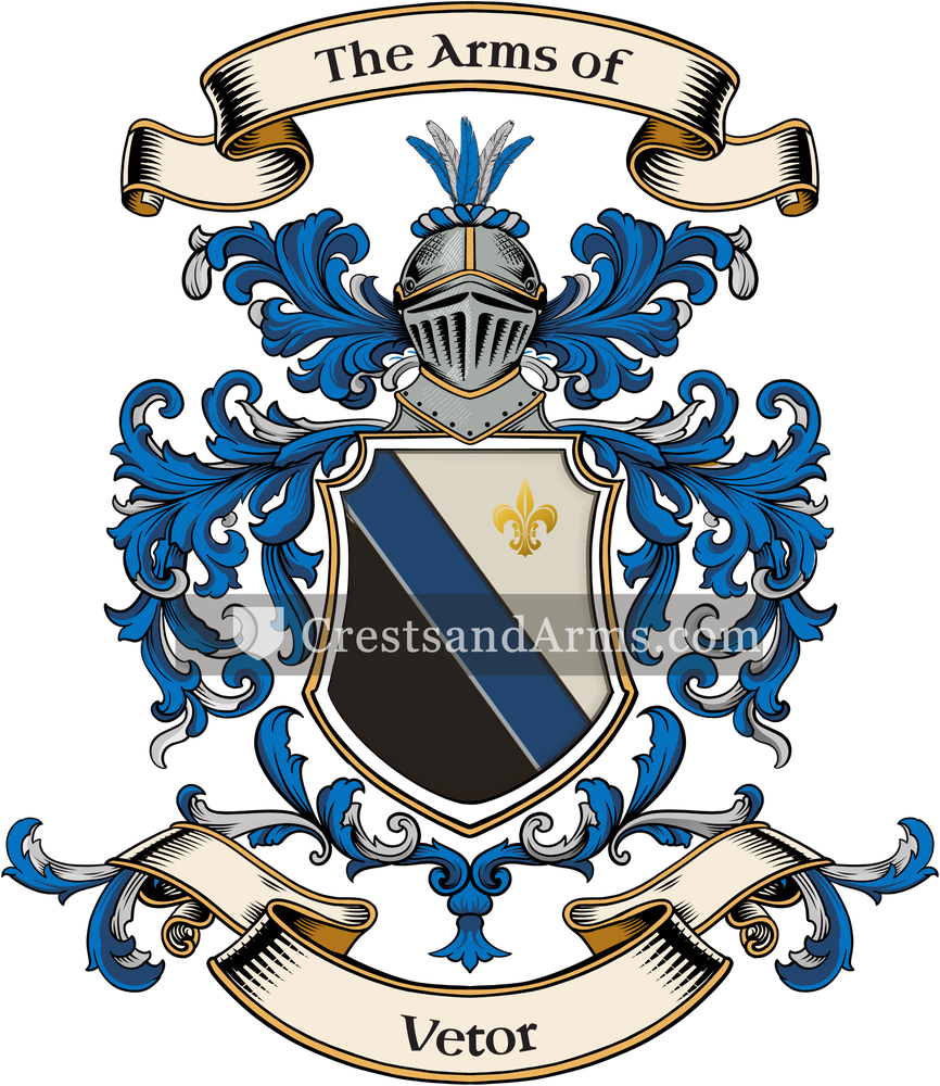 The Vetor coat of arms, drawn from the recorded blazon