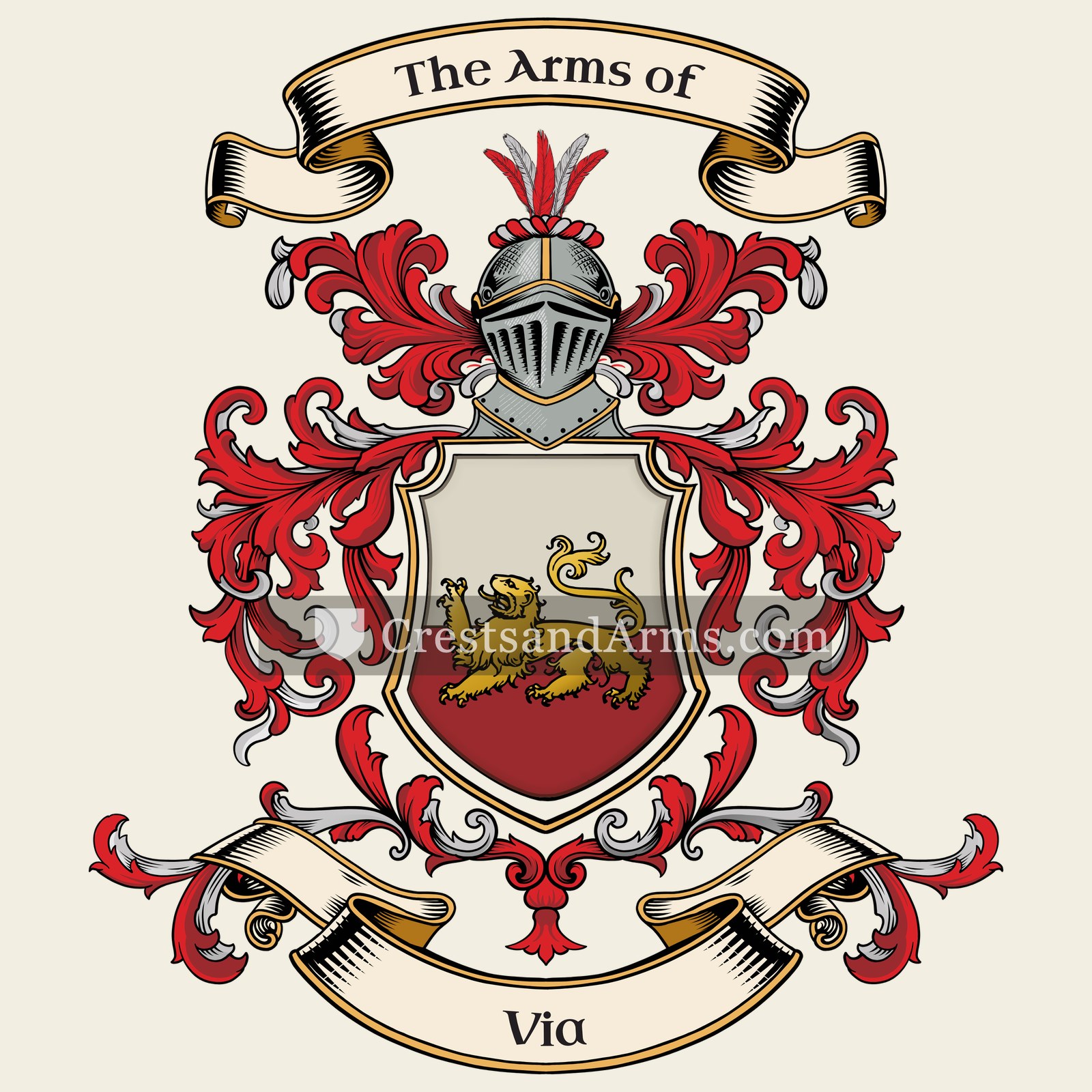 The Via coat of arms, drawn from the recorded blazon