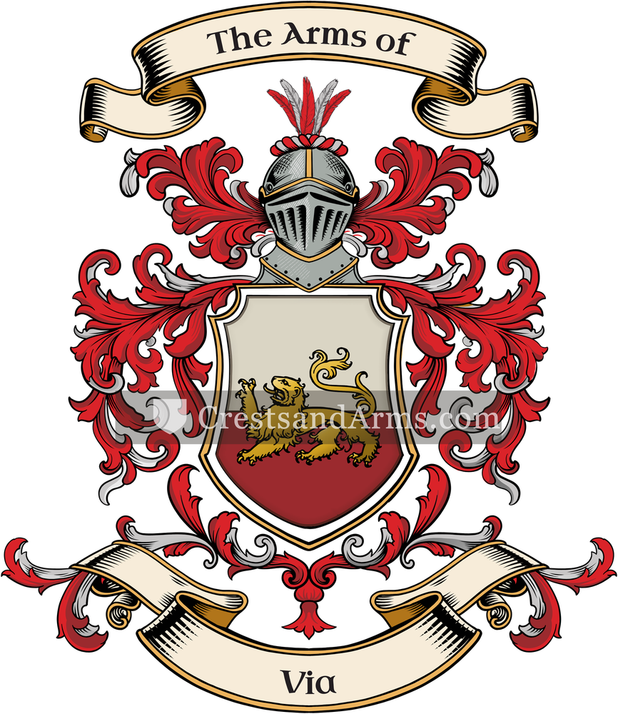 The Via coat of arms, drawn from the recorded blazon