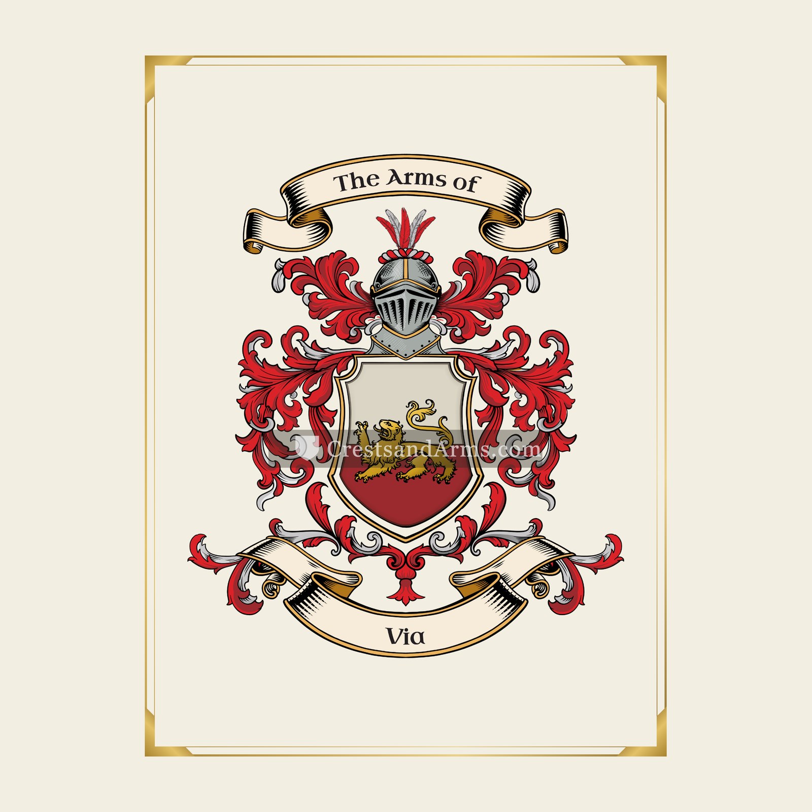 With gold border