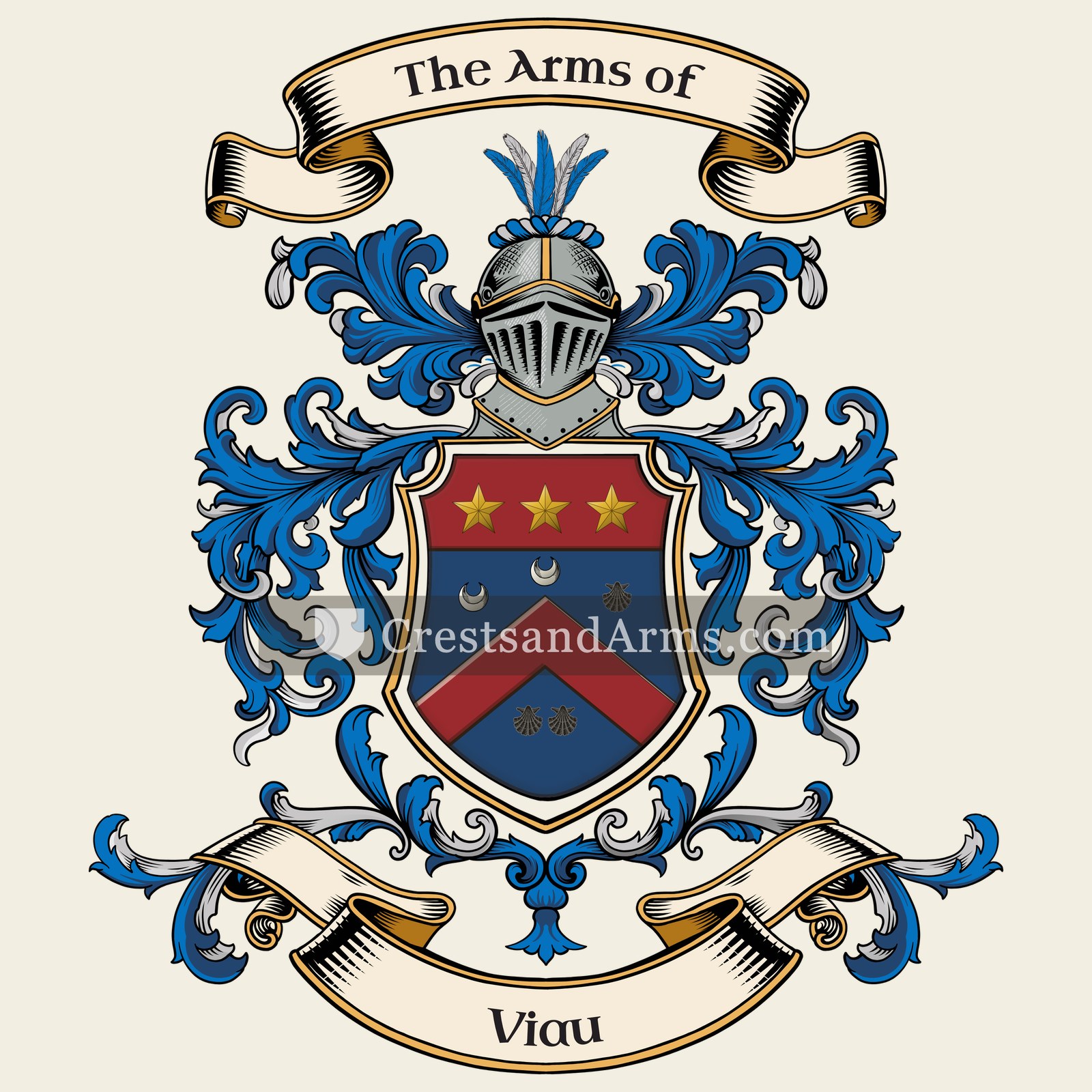 The Viau coat of arms, drawn from the recorded blazon