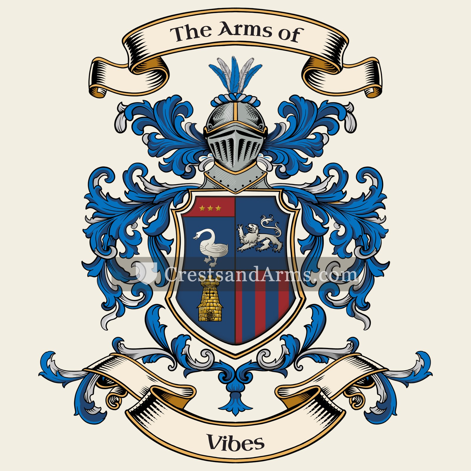 The Vibes coat of arms, drawn from the recorded blazon