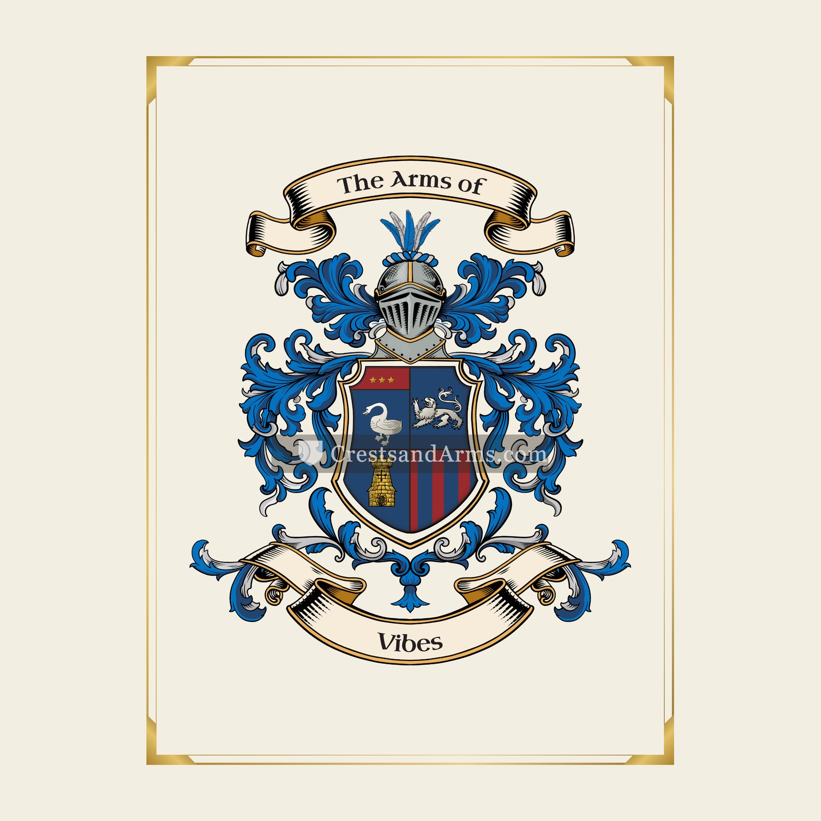 With gold border