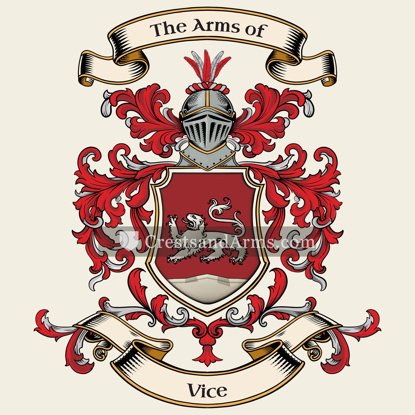 The Vice coat of arms, drawn from the recorded blazon