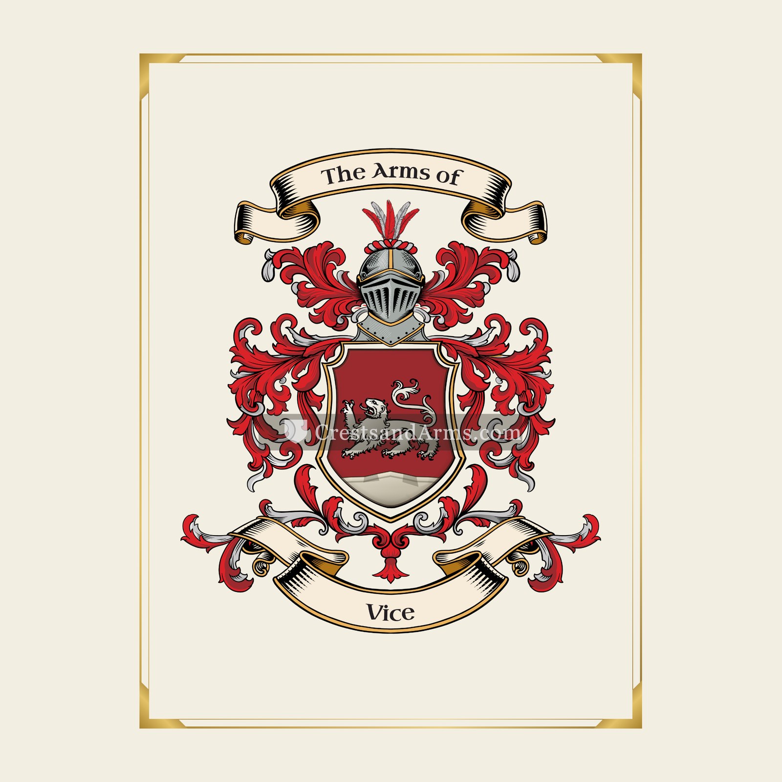 With gold border