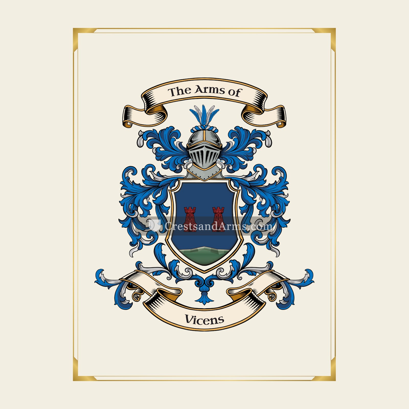 With gold border