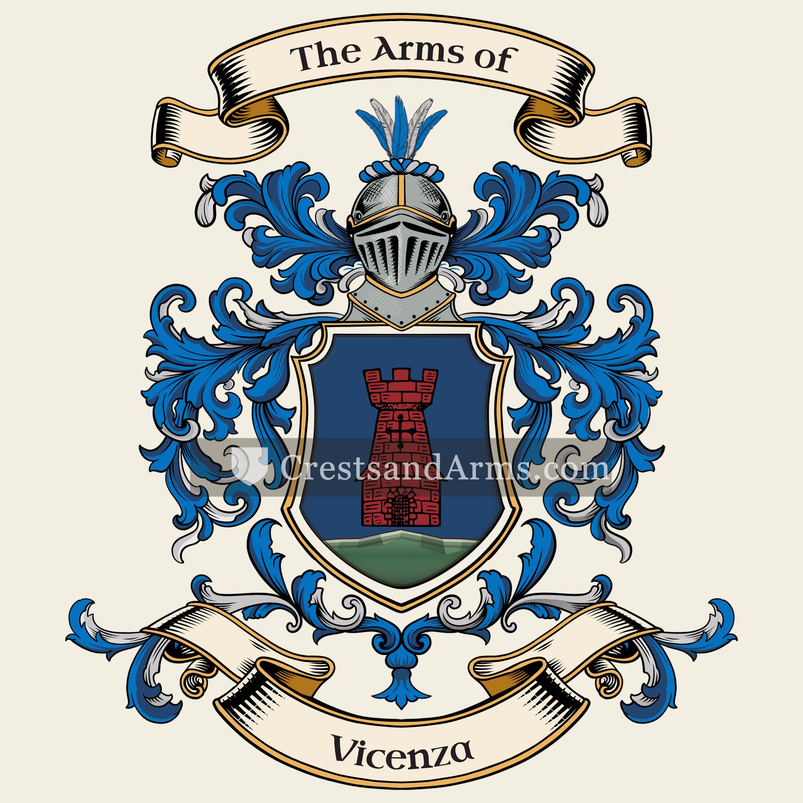 The Vicenza coat of arms, drawn from the recorded blazon