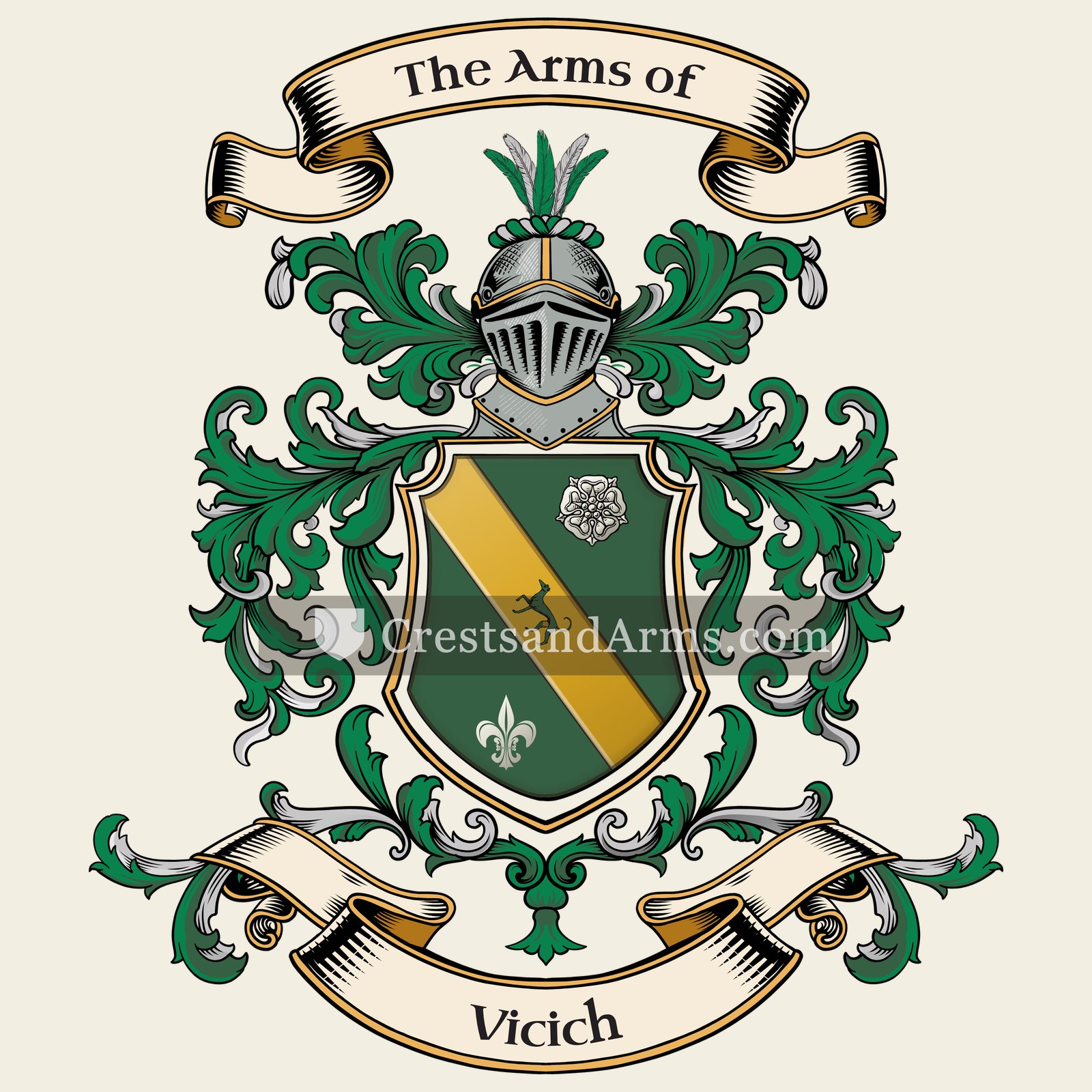 The Vicich coat of arms, drawn from the recorded blazon