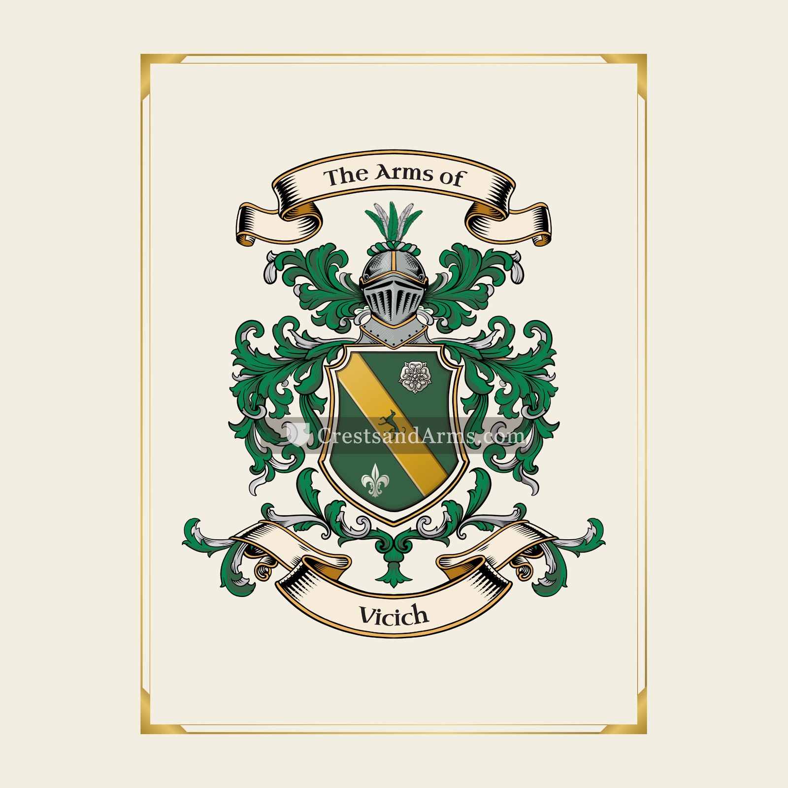 With gold border