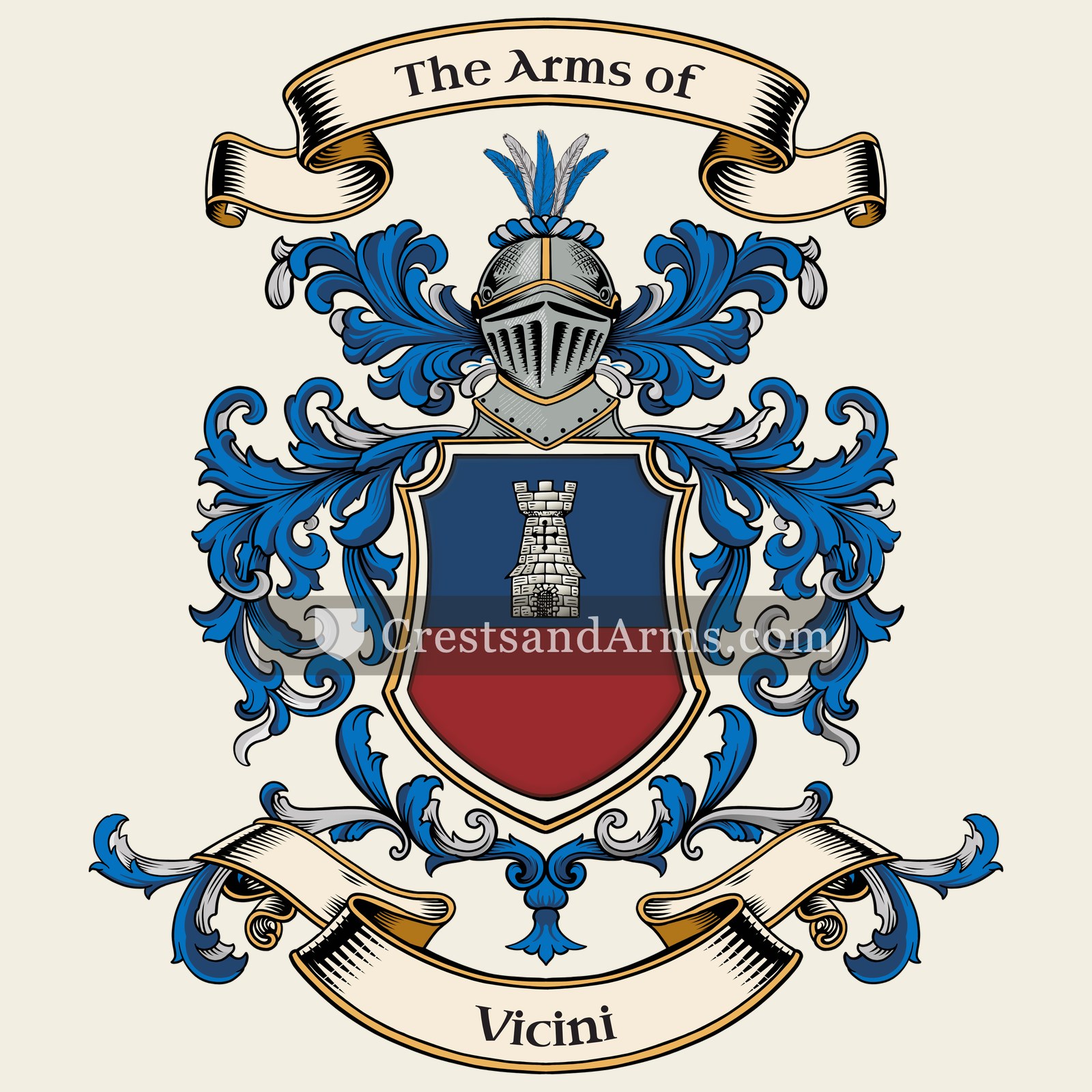 The Vicini coat of arms, drawn from the recorded blazon